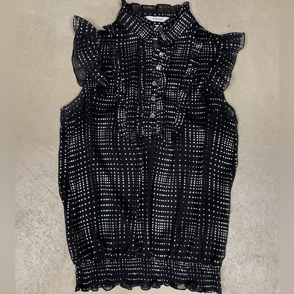 Prototype black and silver sheer top